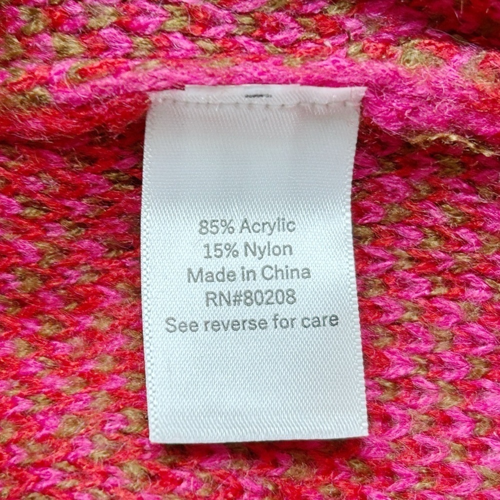 Yummy Pink Camo Crewneck Sweater Medium | Hot Pink Brown Knit Pullover | Boho - Picture 5 of 6